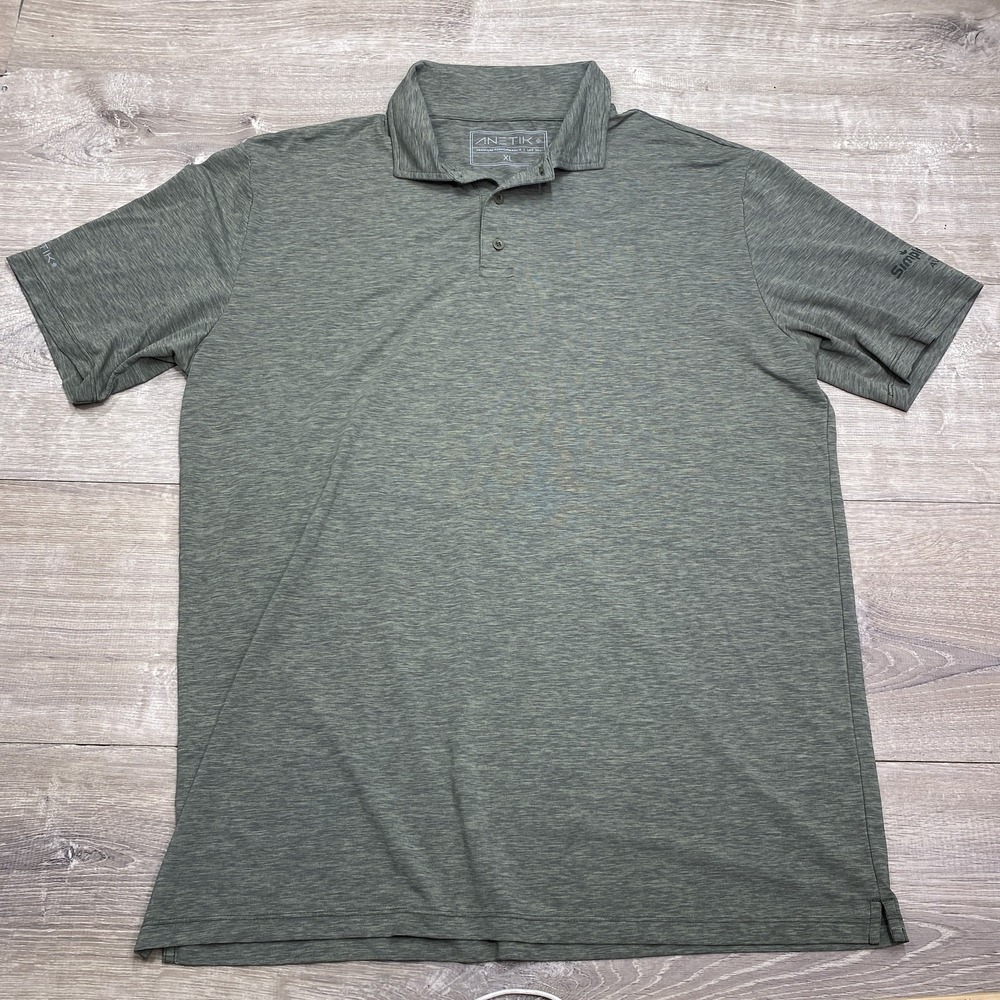 Anetik Polo Shirt Mens XL Green Premium Performance UPF 30+ Golf Short Sleeve